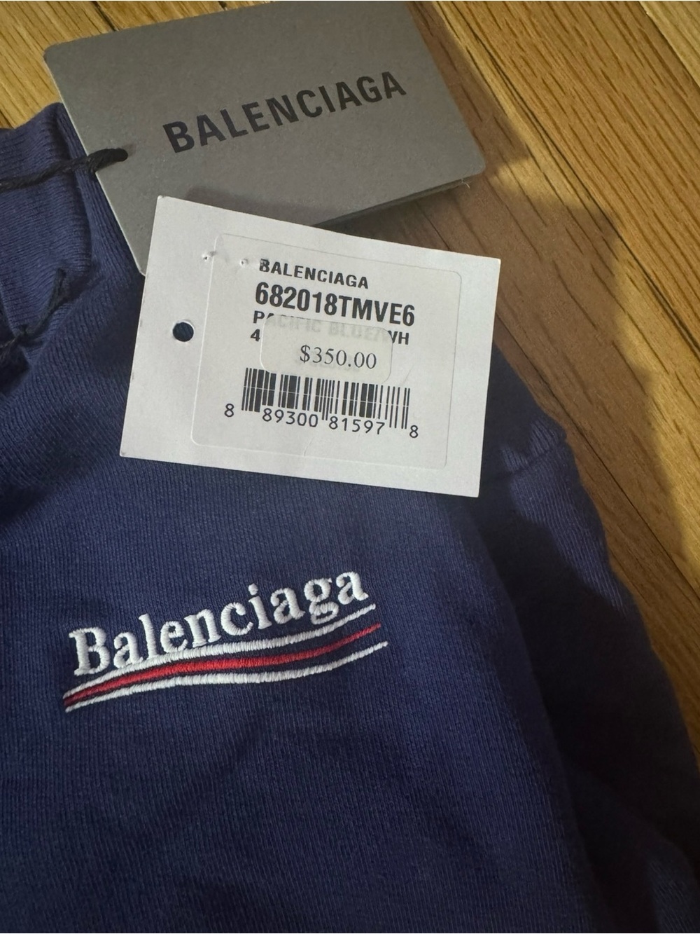 Balenciaga Navy Sweatshirt with White & Red Logo Stripe